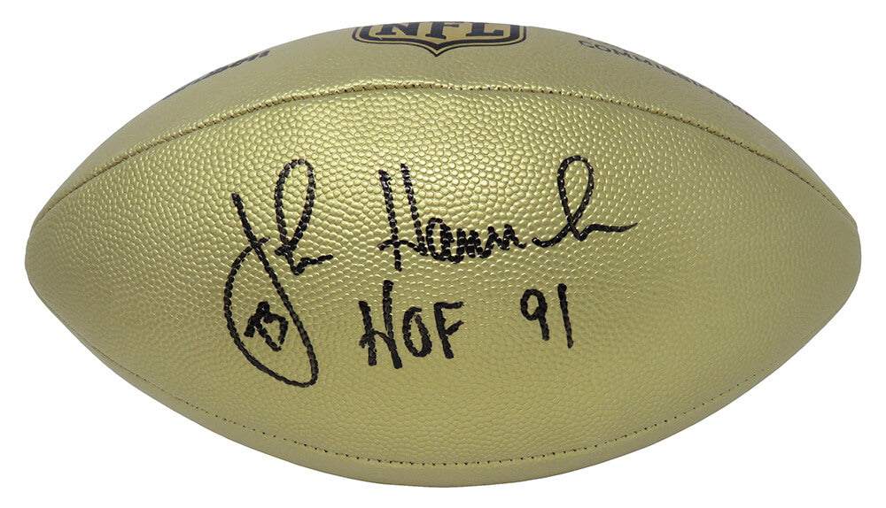John Hannah Signed Wilson Duke Gold Metallic NFL Full Size Replica Football w/HOF'91 - HANFTB301 - John Hannah Signed Wilson Duke Gold Metallic NFL Full Size Replica Football w/HOF'91 product image