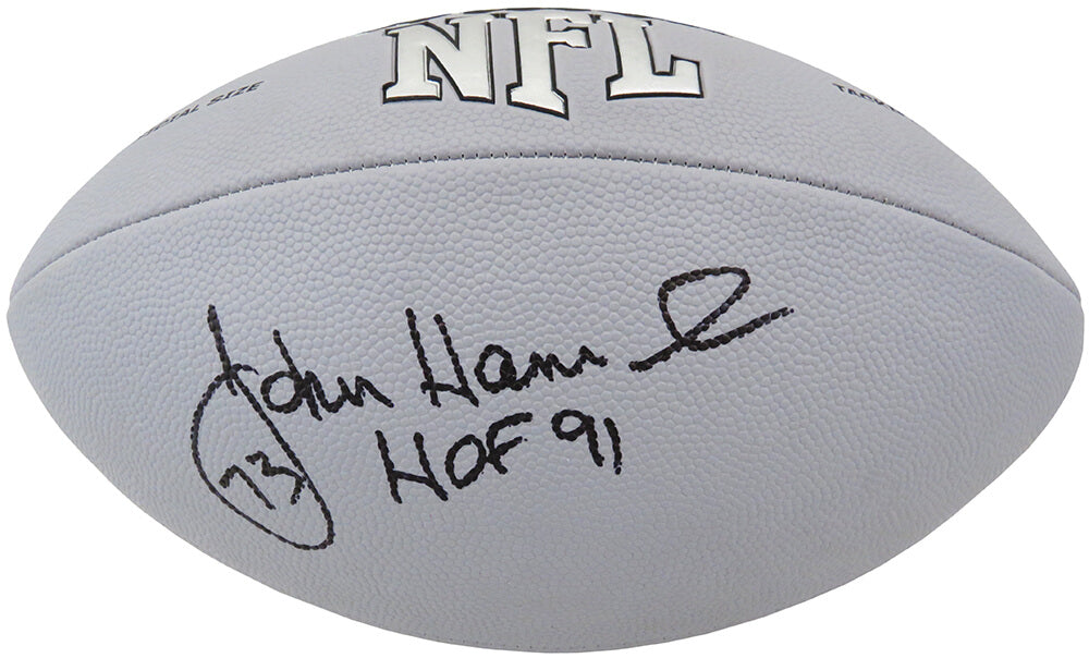 John Hannah Signed Wilson MVP Silver Full Size Football w/HOF'91 - HANFTB304 - John Hannah Signed Wilson MVP Silver Full Size Football w/HOF'91 product image