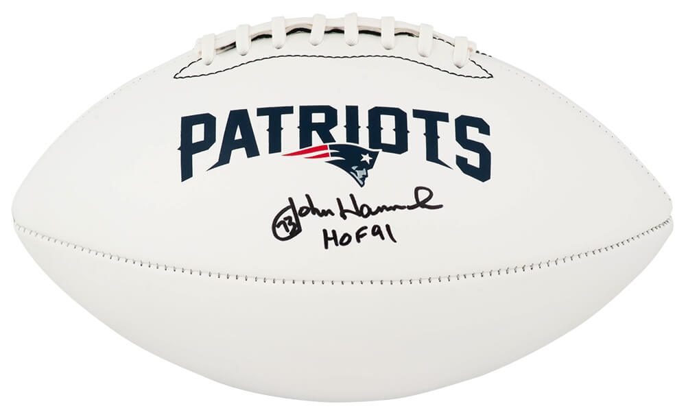 John Hannah Signed New England Patriots Franklin White Logo Football w/HOF'91 - HANFTB307 - John Hannah Signed New England Patriots Franklin White Logo Football w/HOF'91 product image