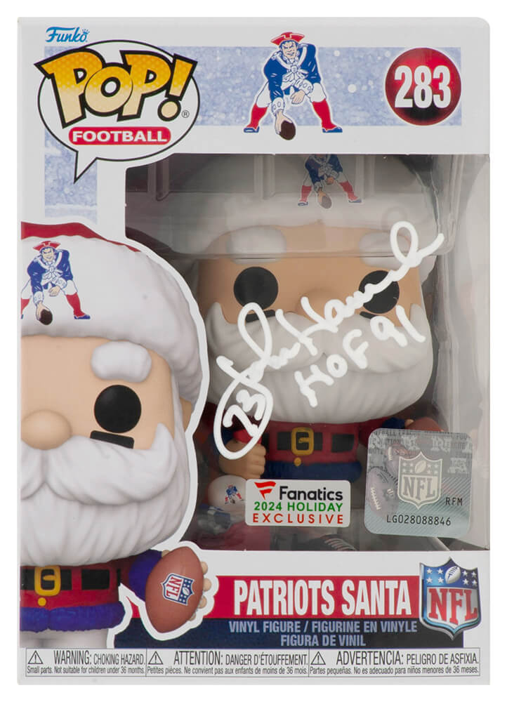 John Hannah Signed New England Patriots SANTA Funko Pop Doll #283 w/HOF'91 - HANFUN302 - John Hannah Signed New England Patriots SANTA Funko Pop Doll #283 w/HOF'91 product image