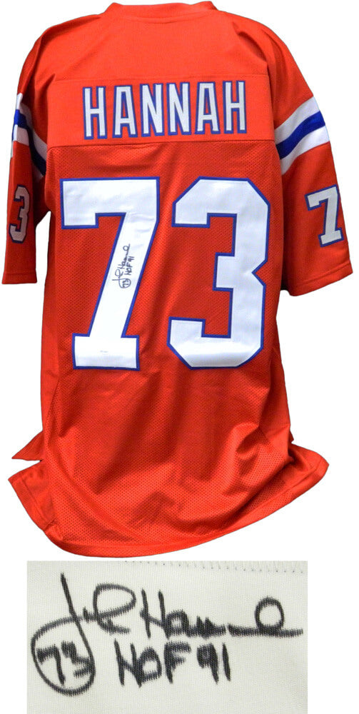 John Hannah Signed Red Throwback Custom Football Jersey w/HOF'91  (JSA) - HANJRY300 - John Hannah Signed Red Throwback Custom Football Jersey w/HOF'91 (JSA) product image