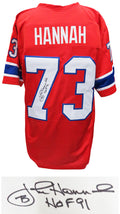 John Hannah Signed Red Throwback Custom Football Jersey w/HOF'91 - HANJRY301 - John Hannah Signed Red Throwback Custom Football Jersey w/HOF'91 product image