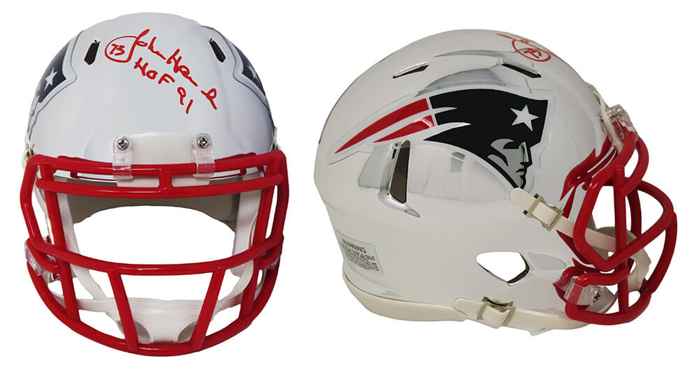 John Hannah Signed New England Patriots Chrome Riddell Mini Helmet w/HOF'91 - HANMIN303 - John Hannah Signed New England Patriots Chrome Riddell Mini Helmet w/HOF'91 product image