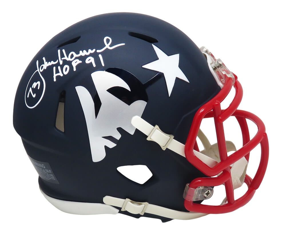 John Hannah Signed New England Patriots AMP Alternate Series Riddell Speed Mini Helmet w/HOF'91 - HANMIN304 - John Hannah Signed New England Patriots AMP Alternate Series Riddell Speed Mini Helmet w/HOF'91 product image