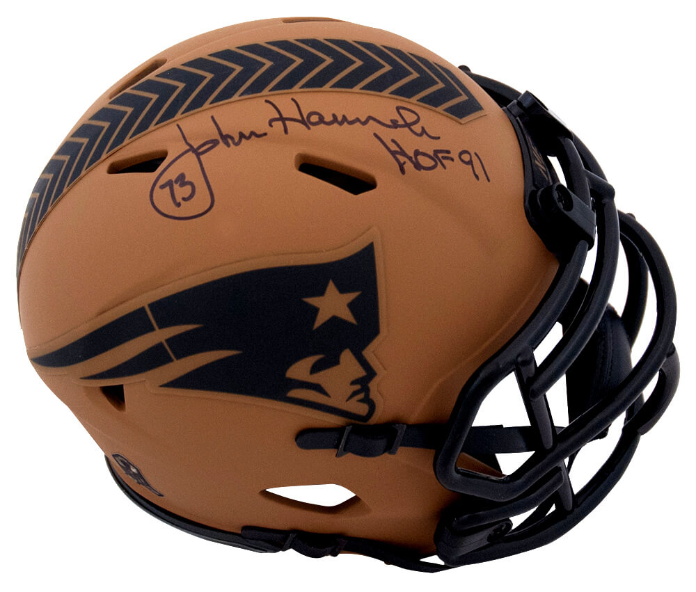 John Hannah Signed New England Patriots SALUTE 2023 Riddell Speed Mini Helmet w/HOF'91 - HANMIN312 - John Hannah Signed New England Patriots SALUTE 2023 Riddell Speed Mini Helmet w/HOF'91 product image