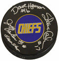 Hanson Brothers Signed Chiefs Logo 'Slap Shot' Hockey Puck - HANPUC400 - Hanson Brothers Signed Chiefs Logo 'Slap Shot' Hockey Puck product image