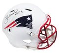 John Hannah Signed New England Patriots Flat White Matte Riddell Full Size Speed Replica Helmet w/HOF'91 - HANREP304 - John Hannah Signed New England Patriots Flat White Matte Riddell Full Size Speed Replica Helmet w/HOF'91 product image