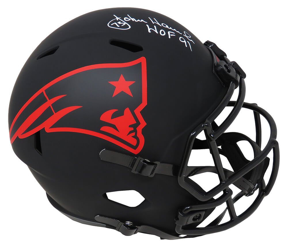 John Hannah Signed New England Patriots Eclipse Riddell Full Size Speed Replica Helmet w/HOF'91 - HANREP306 - John Hannah Signed New England Patriots Eclipse Riddell Full Size Speed Replica Helmet w/HOF'91 product image