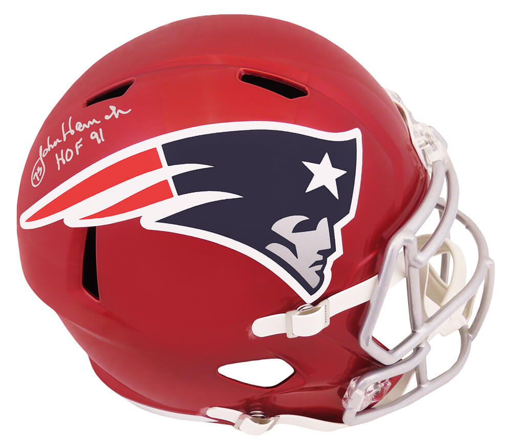 John Hannah Signed New England Patriots FLASH Riddell Full Size Speed Replica Helmet w/HOF'91 - HANREP307 - John Hannah Signed New England Patriots FLASH Riddell Full Size Speed Replica Helmet w/HOF'91 product image