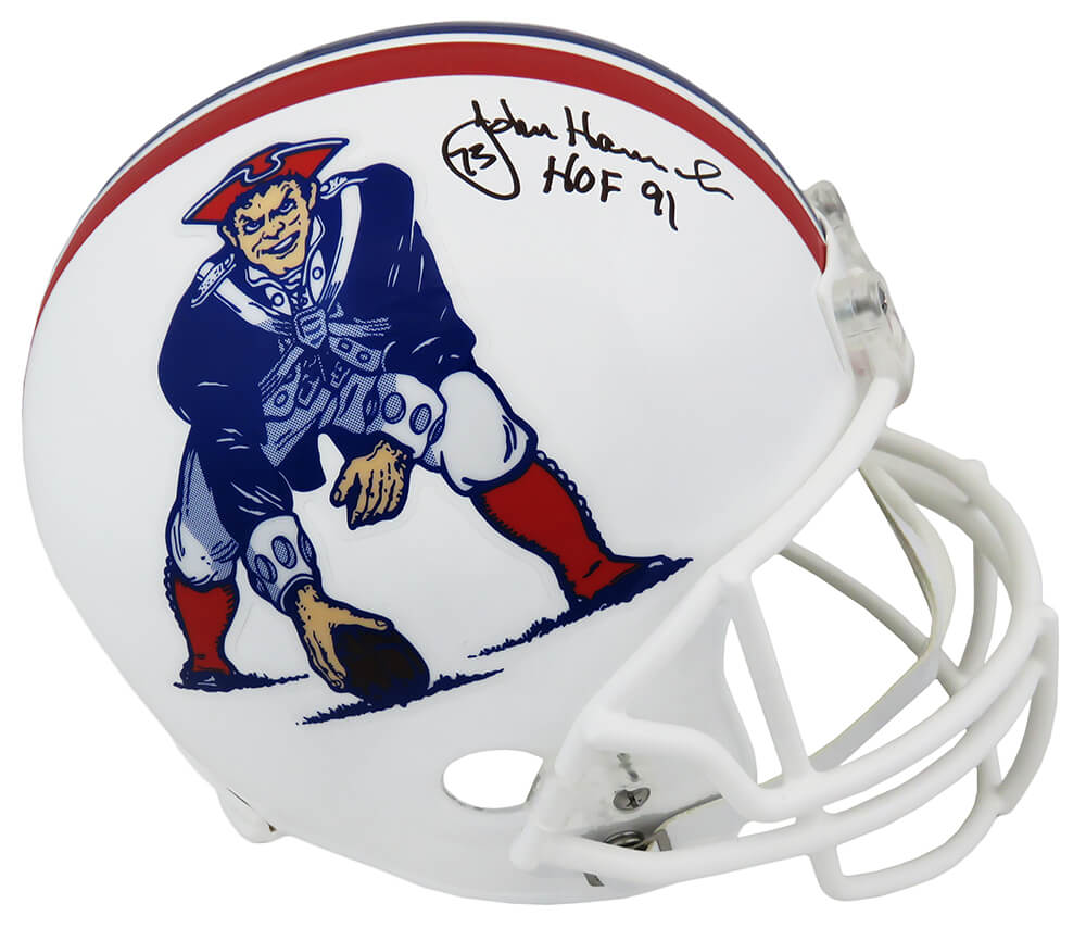 John Hannah Signed New England Patriots T/B (82-89 Style) Riddell Full Size Replica Helmet w/HOF'91 - HANREP308 - John Hannah Signed New England Patriots T/B (82-89 Style) Riddell Full Size Replica Helmet w/HOF'91 product image