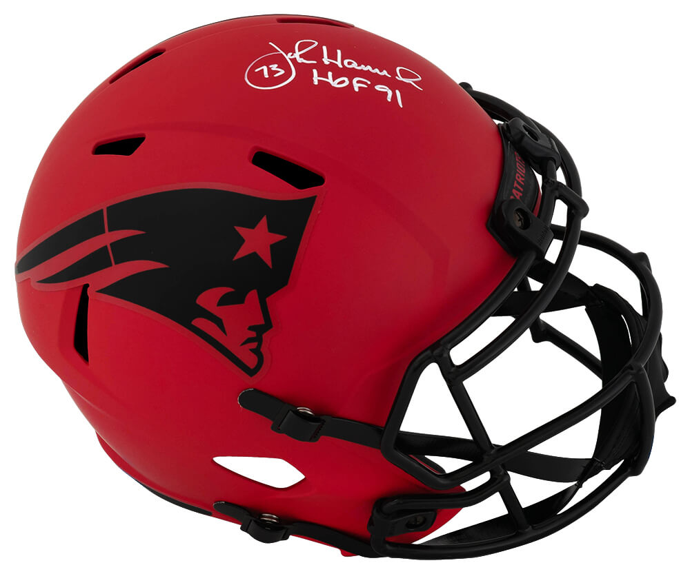 John Hannah Signed New England Patriots RAVE Riddell Full Size Speed Replica Helmet w/HOF'91 - HANREP313 - John Hannah Signed New England Patriots RAVE Riddell Full Size Speed Replica Helmet w/HOF'91 product image