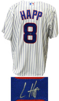 Ian Happ Signed Chicago Cubs White Pinstripe Majestic Replica Jersey - HAPJRY100 - Ian Happ Signed Chicago Cubs White Pinstripe Majestic Replica Jersey product image