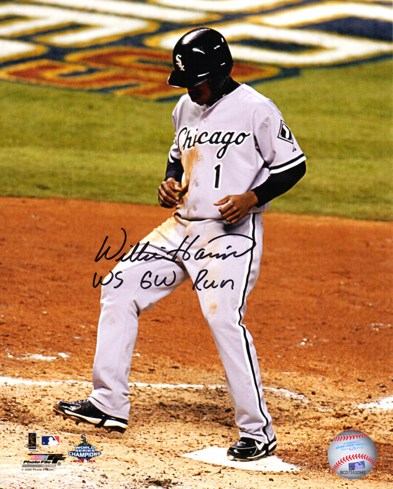 Willie Harris Signed Chicago White Sox 2005 World Series Series Winning Run 8x10 Photo w/WS GW Run - HAR08P120 - Willie Harris Signed Chicago White Sox 2005 World Series Series Winning Run 8x10 Photo w/WS GW Run product image