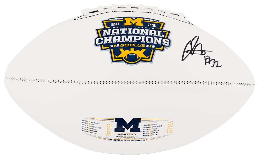 Jaylen Harrell Signed Michigan Wolverines 2023 National Champions Baden White Logo Football - HARFTB311 - Jaylen Harrell Signed Michigan Wolverines 2023 National Champions Baden White Logo Football product image