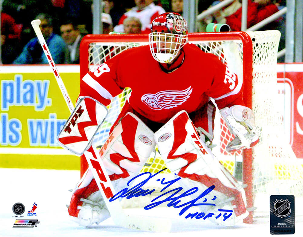 Dominik Hasek Signed Red Wings Goalie 8x10 Photo w/HOF'14 - HAS08P405 - Dominik Hasek Signed Red Wings Goalie 8x10 Photo w/HOF'14 product image