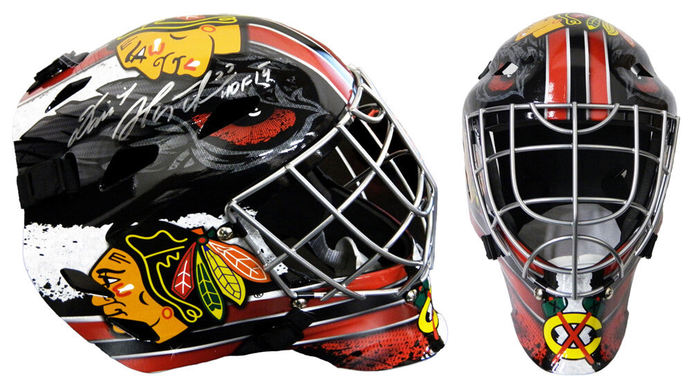 Dominik Hasek Signed Chicago Blackhawks Franklin Replica Goalie Mask w/HOF'14 - HASMAS406 - Dominik Hasek Signed Chicago Blackhawks Franklin Replica Goalie Mask w/HOF'14 product image
