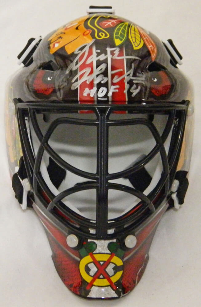 Dominik Hasek Signed Chicago Blackhawks Mini Goalie Mask w/HOF'14 - HASMIN402 - Dominik Hasek Signed Chicago Blackhawks Mini Goalie Mask w/HOF'14 product image