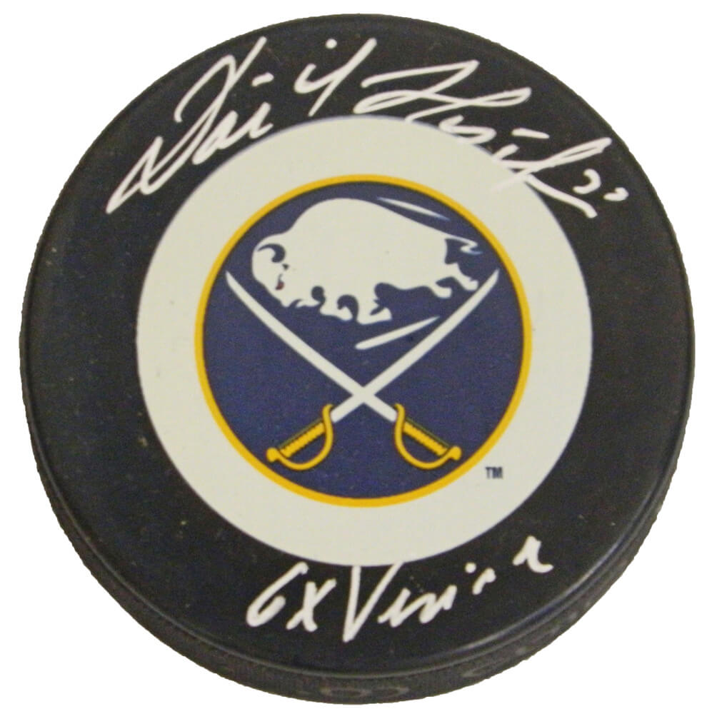 Dominik Hasek Signed Buffalo Sabres Logo Hockey Puck w/6x Vezina - HASPUC401 - Dominik Hasek Signed Buffalo Sabres Logo Hockey Puck w/6x Vezina product image