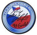 Dominik Hasek Signed Czech Republic Logo Hockey Puck w/98 Gold - HASPUC410 - Dominik Hasek Signed Czech Republic Logo Hockey Puck w/98 Gold product image