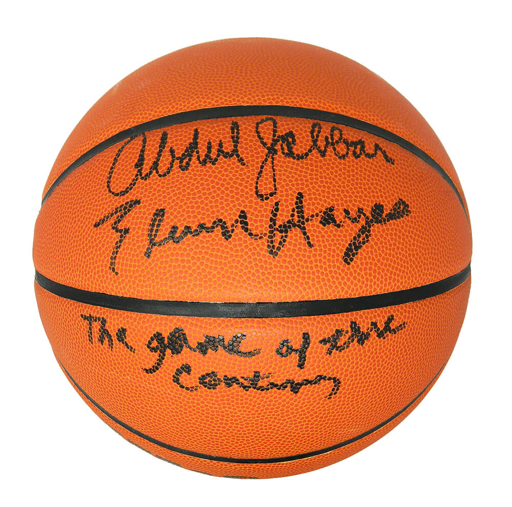 Elvin Hayes & Kareem Abdul Jabbar Dual Signed Wilson NCAA Basketball w/Game of the Century - HAYBSK211 - Elvin Hayes & Kareem Abdul Jabbar Dual Signed Wilson NCAA Basketball w/Game of the Century product image