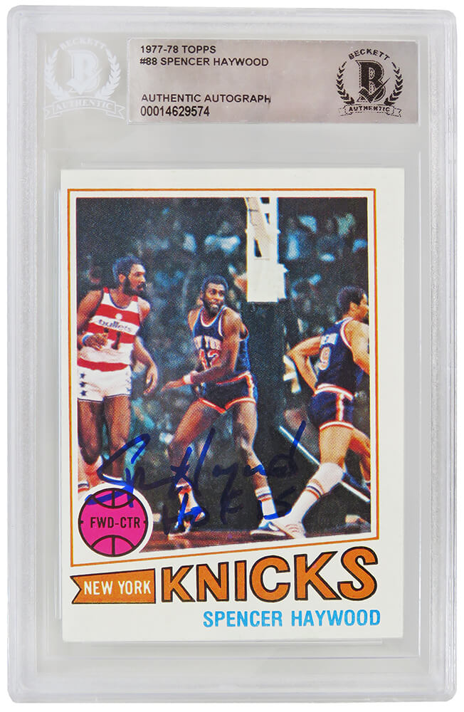 Spencer Haywood Signed New York Knicks 1977-78 Topps Basketball Card #88 w/HOF'15 - (Beckett Encapsulated) - HAYCAR212 - Spencer Haywood Signed New York Knicks 1977-78 Topps Basketball Card #88 w/HOF'15 - (Beckett Encapsulated) product image