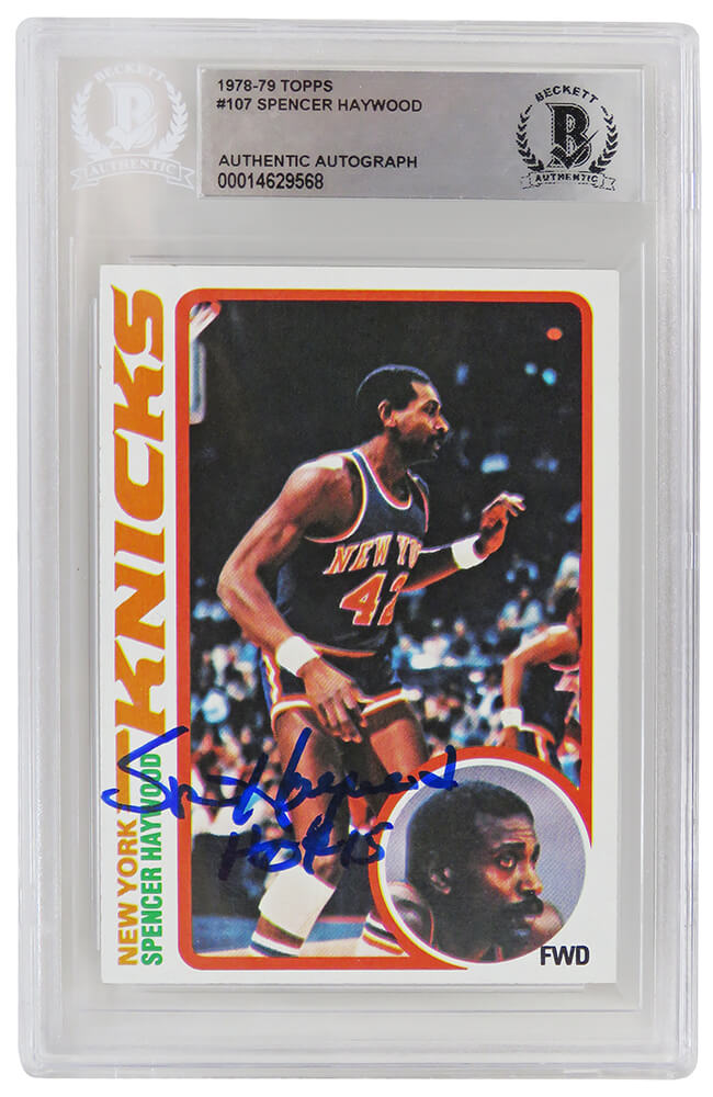 Spencer Haywood Signed New York Knicks 1978-79 Topps Basketball Card #107 w/HOF'15 - (Beckett Encapsulated) - HAYCAR213 - Spencer Haywood Signed New York Knicks 1978-79 Topps Basketball Card #107 w/HOF'15 - (Beckett Encapsulated) product image