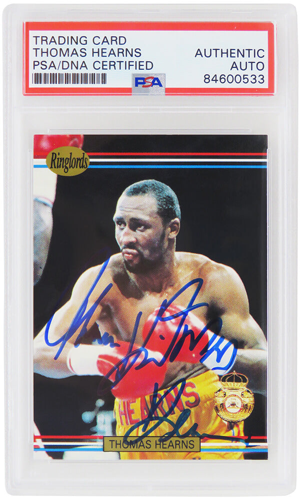 Thomas Hearns Signed 1991 Ringlords Boxing Trading Card #17 w/Hitman - (PSA/DNA Encapsulated) - HEACAR503 - Thomas Hearns Signed 1991 Ringlords Boxing Trading Card #17 w/Hitman - (PSA/DNA Encapsulated) product image