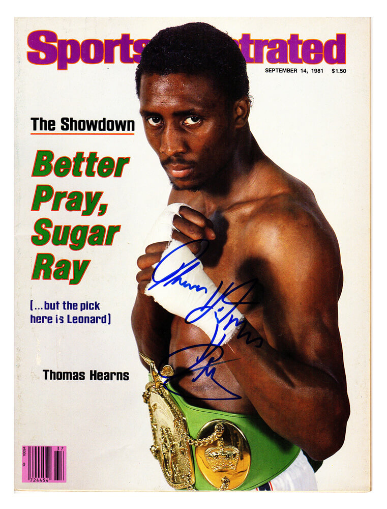 Thomas Hearns Signed Sports Illustrated 'Better Pray, Sugar Ray' September 14, 1981 Original Magazine w/Hitman - HEAMAG500 - Thomas Hearns Signed Sports Illustrated 'Better Pray, Sugar Ray' September 14, 1981 Original Magazine w/Hitman product image