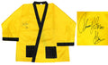 Thomas Hearns Signed Everlast Yellow Boxing Robe w/Hitman - HEAROB500 - Thomas Hearns Signed Everlast Yellow Boxing Robe w/Hitman product image