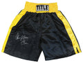 Thomas Hearns Signed Title Black With Yellow Waist Boxing Trunks w/Hitman - HEATRU503 - Thomas Hearns Signed Title Black With Yellow Waist Boxing Trunks w/Hitman product image