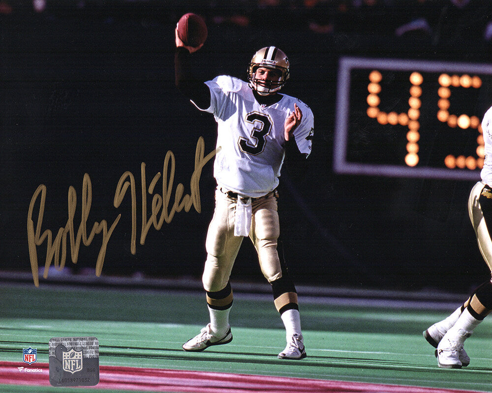 Bobby Hebert Signed New Orleans Saints White Jersey Passing Action 8x10 Photo - HEB08P300 - Bobby Hebert Signed New Orleans Saints White Jersey Passing Action 8x10 Photo product image