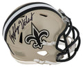 Bobby Hebert Signed New Orleans Saints Riddell Speed Mini Helmet - HEBMIN300 - Bobby Hebert Signed New Orleans Saints Riddell Speed Mini Helmet product image