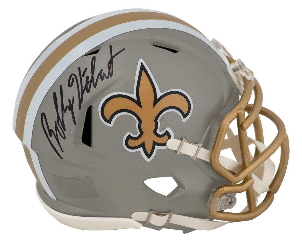 Bobby Hebert Signed New Orleans Saints FLASH Riddell Speed Mini Helmet - HEBMIN301 - Bobby Hebert Signed New Orleans Saints FLASH Riddell Speed Mini Helmet product image