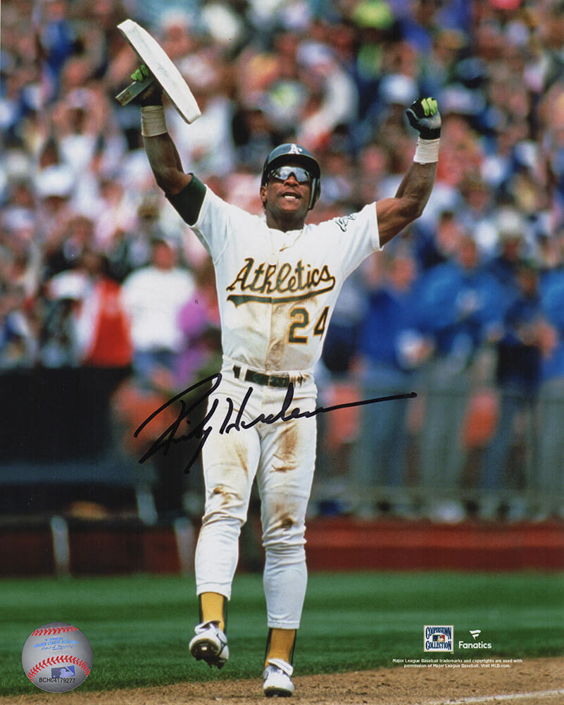 Rickey Henderson Signed Oakland A's Steal Record Holding Base 8x10 Photo - HEN08P102 - Rickey Henderson Signed Oakland A's Steal Record Holding Base 8x10 Photo product image