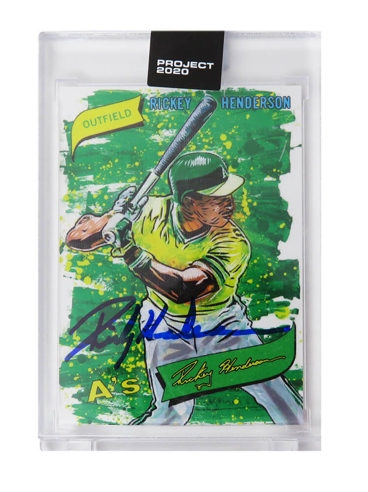 Rickey Henderson Signed Topps Project 2020 Card #57 (Blake Jamieson - Artist) - HENCAR100 - Rickey Henderson Signed Topps Project 2020 Card #57 (Blake Jamieson - Artist) product image