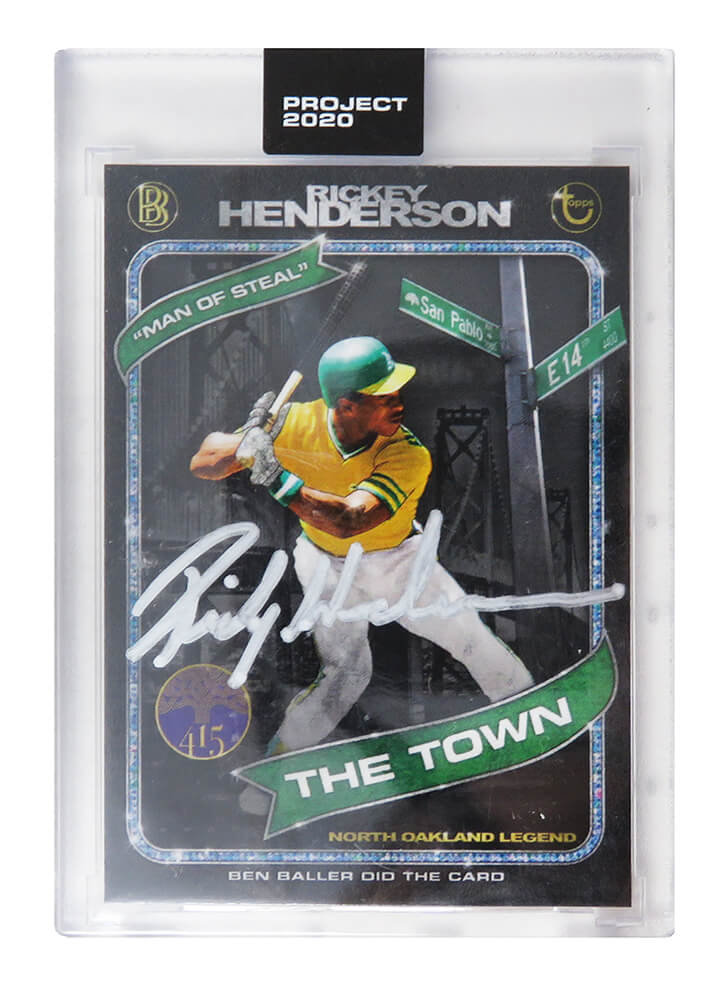 Rickey Henderson Signed Topps Project 2020 Card #71 (Ben Baller - Artist) - HENCAR101 - Rickey Henderson Signed Topps Project 2020 Card #71 (Ben Baller - Artist) product image
