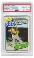 Rickey Henderson Signed Oakland A's 1980 Topps Rookie Baseball Card #482 (PSA Encapsulated / Auto Grade 10) - HENCAR102 - Rickey Henderson Signed Oakland A's 1980 Topps Rookie Baseball Card #482 (PSA Encapsulated / Auto Grade 10) product image
