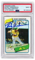 Rickey Henderson Signed Oakland A's 1980 Topps Rookie Baseball Card #482 (PSA Encapsulated / Auto Grade 9) - HENCAR103 - Rickey Henderson Signed Oakland A's 1980 Topps Rookie Baseball Card #482 (PSA Encapsulated / Auto Grade 9) product image