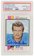 Ted Hendricks Signed Colts 1973 Topps Football Card #430 w/HOF'90 - (PSA/DNA Encapsulated) - HENCAR300 - Ted Hendricks Signed Colts 1973 Topps Football Card #430 w/HOF'90 - (PSA/DNA Encapsulated) product image