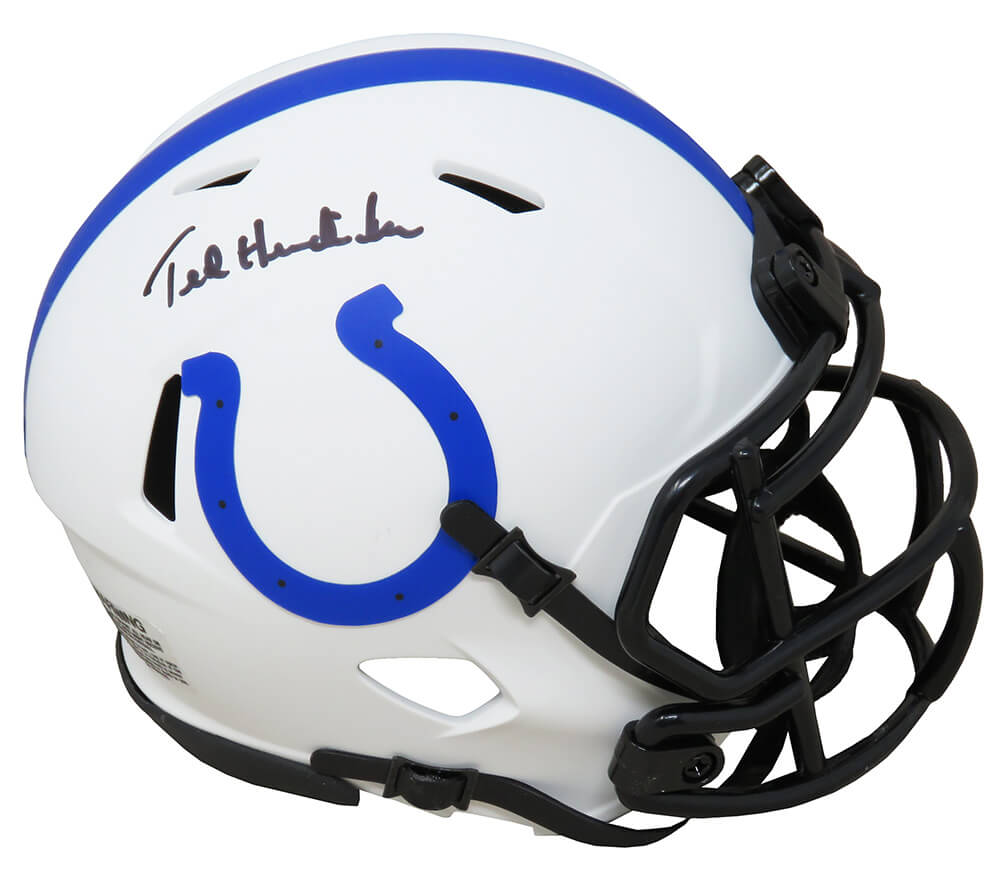 Ted Hendricks Signed Colts Lunar Eclipse White Matte Riddell Speed Mini Helmet - HENMIN311 - Ted Hendricks Signed Colts Lunar Eclipse White Matte Riddell Speed Mini Helmet product image