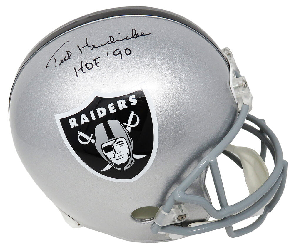 Ted Hendricks Signed Raiders Riddell Full Size Replica Helmet - HENREP300 - Ted Hendricks Signed Raiders Riddell Full Size Replica Helmet product image