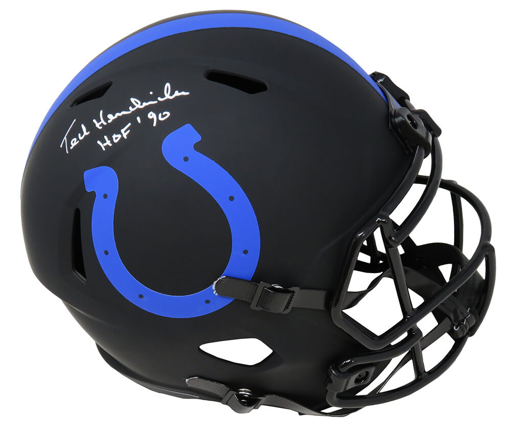 Ted Hendricks Signed Colts Eclipse Black Matte Riddell Full Size Speed Replica Helmet w/HOF'90 - HENREP302 - Ted Hendricks Signed Colts Eclipse Black Matte Riddell Full Size Speed Replica Helmet w/HOF'90 product image