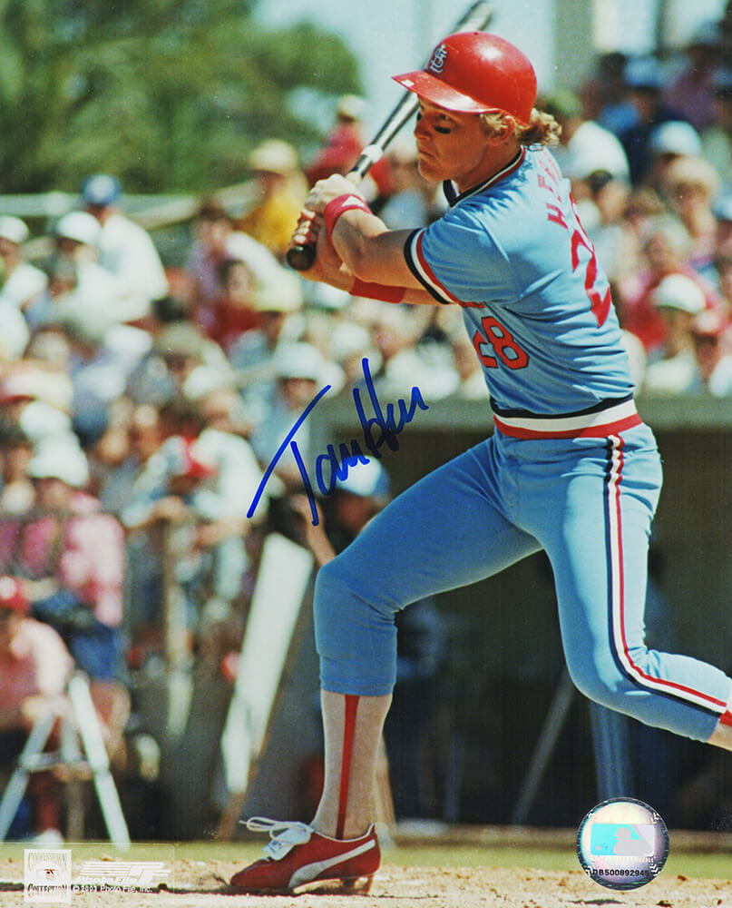 Tommy Herr Signed Cardinals Swinging 8x10 Photo - HER08P120 - Tommy Herr Signed Cardinals Swinging 8x10 Photo product image