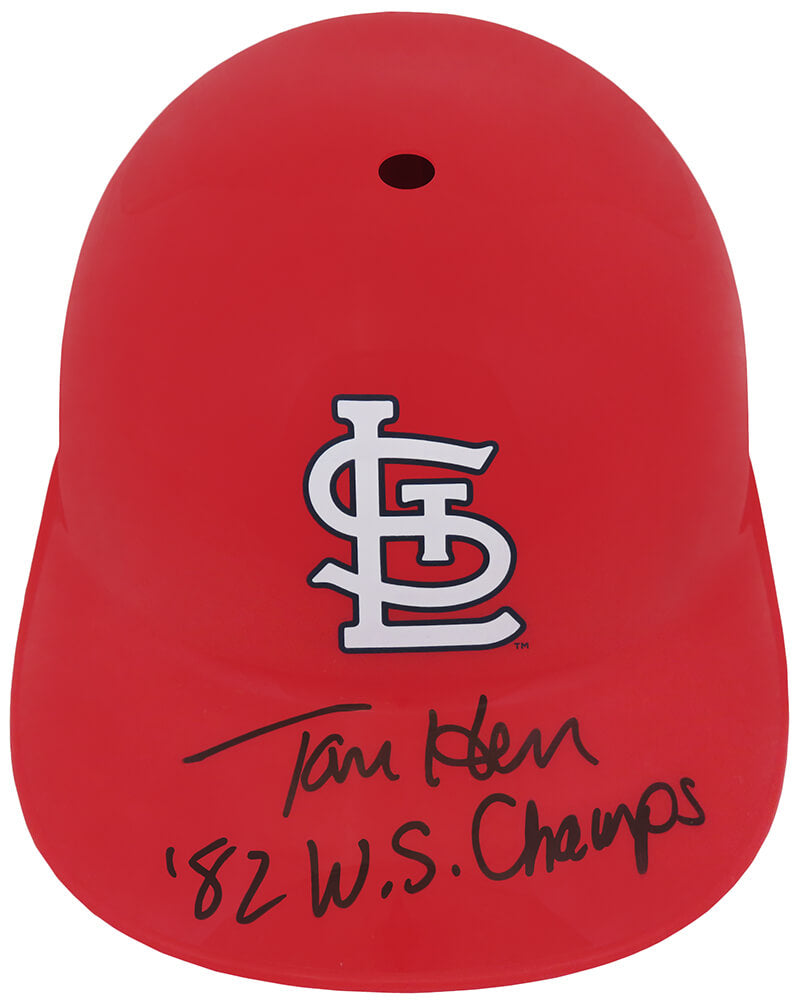 Tommy Herr Signed St Louis Cardinals Replica Souvenir Batting Helmet w/82 WS Champs - HERBTH110 - Tommy Herr Signed St Louis Cardinals Replica Souvenir Batting Helmet w/82 WS Champs product image
