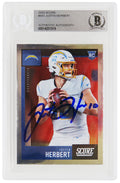 Justin Herbert Signed Los Angeles Chargers 2020 Score Rookie Football Card #443 - (Beckett Encapsulated) - HERCAR300 - Justin Herbert Signed Los Angeles Chargers 2020 Score Rookie Football Card #443 - (Beckett Encapsulated) product image