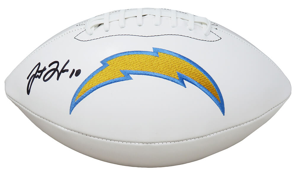 Justin Herbert Signed Los Angeles Chargers White Logo Football (Beckett) - HERFTB300 - Justin Herbert Signed Los Angeles Chargers White Logo Football (Beckett) product image