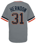 Larry Herndon Signed Grey Custom Baseball Jersey w/84 WS Champs - HERJRY100 - Larry Herndon Signed Grey Custom Baseball Jersey w/84 WS Champs product image