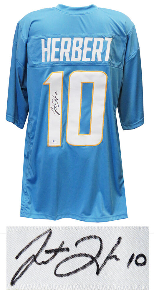 Justin Herbert Signed Powder Blue Custom Football Jersey (Beckett) - HERJRY300 - Justin Herbert Signed Powder Blue Custom Football Jersey (Beckett) product image
