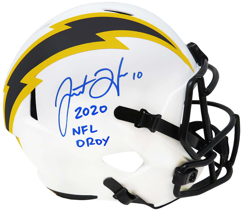 Justin Herbert Signed Los Angeles Chargers Lunar Eclipse Riddell Full Size Speed Replica Helmet w/2020 NFL OROY (Beckett) - HERREP305 - Justin Herbert Signed Los Angeles Chargers Lunar Eclipse Riddell Full Size Speed Replica Helmet w/2020 NFL OROY (Beckett) product image