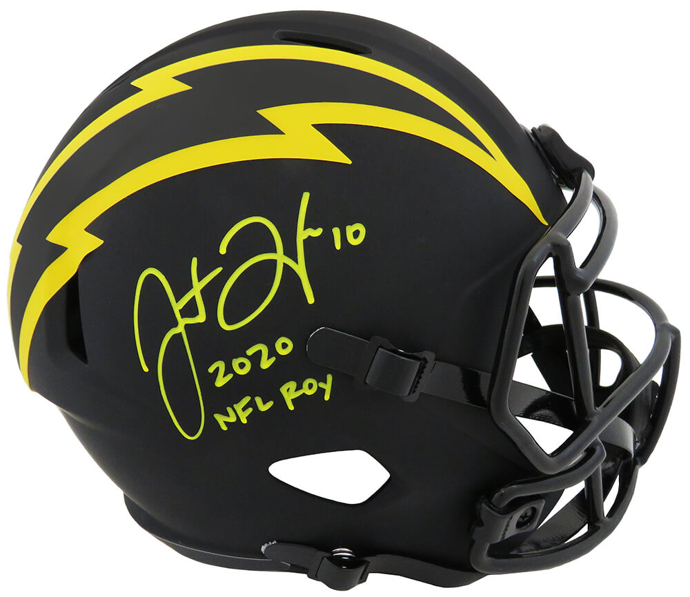 Justin Herbert Signed Los Angeles Chargers ECLIPSE Black Matte Riddell Full Size Speed Replica Helmet w/2020 NFL ROY (Beckett) - HERREP307 - Justin Herbert Signed Los Angeles Chargers ECLIPSE Black Matte Riddell Full Size Speed Replica Helmet w/2020 NFL ROY (Beckett) product image